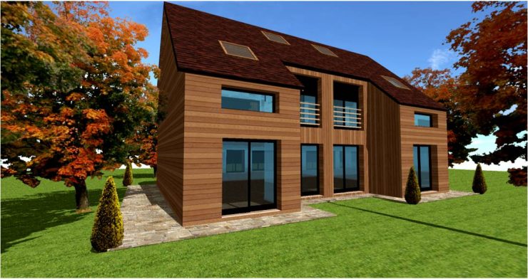 Permis de construire maison ossature bois pas cher par architecte ou designer