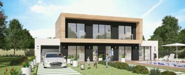 Modele Constructeur Maison Neuve Bardage Ossature Bois toit plat et toit terrasse architecte sur mesure design moderne contemporaine (10) 2