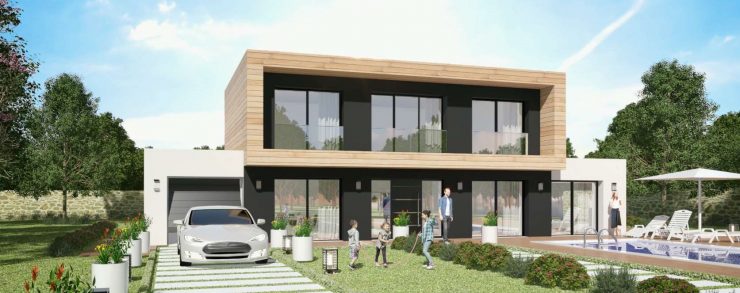 Modele Constructeur Maison Neuve Bardage Ossature Bois toit plat et toit terrasse architecte sur mesure design moderne contemporaine (10) 2