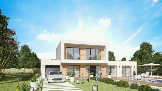 Modele Constructeur Maison Neuve Bardage Ossature Bois toit plat et toit terrasse architecte sur mesure design moderne contemporaine (2)