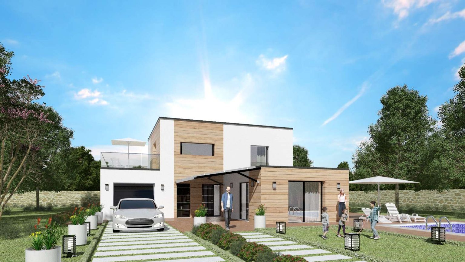 Maison bois toit plat toiture terrasse sur mesure. Constructeur et — free download