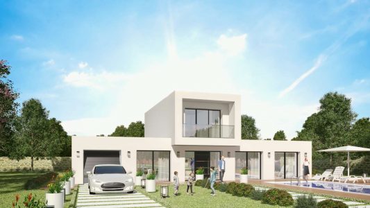 Modele Constructeur Maison Neuve Bardage Ossature Bois toit plat et toit terrasse architecte sur mesure design moderne contemporaine (9)