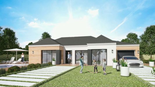 Modele Constructeur Maison Plain Pied Ossature bois bardage Plein Pied Architecte Design Contemporaine Moderne (1)