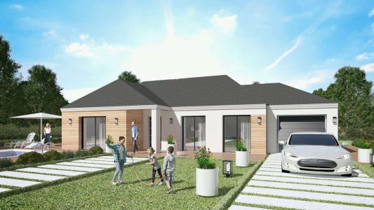 Modele Constructeur Maison Plain Pied Ossature bois bardage Plein Pied Architecte Design Contemporaine Moderne (2)