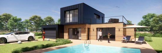 Maison bois toit plat toit terrasse