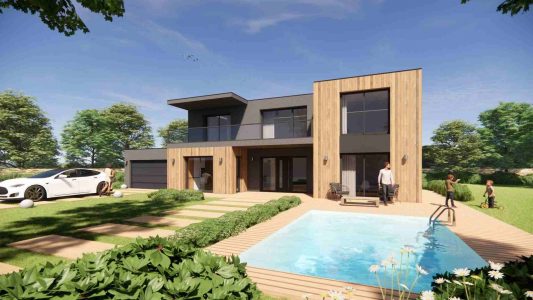 Maison bois toit plat terrasse yvelines 78 vallee de chevreuse